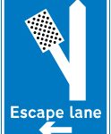 Direction to escape lane to the left for vehicles unable to stop on a steep hill