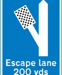 200 yards to escape lane to the left for vehicles unable to stop on a steep hill