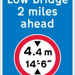 Advance warning of a mandatory height restriction ahead