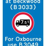 Location of a weight restriction ahead with indication of an alternative route