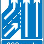 Additional traffic lane joining from the left ahead in 200 yards. Traffic on the main carriageway has priority over joining traffic