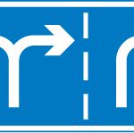 Appropriate traffic lanes for different manoeuvres at a junction ahead