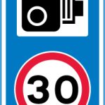 Speed camera ahead and reminder of 30 miles per hour speed limit