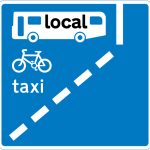 With-flow bus lane which pedal cycles and taxis may also use ahead
