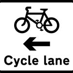 Cycle lane on road at junction ahead or cycle track crossing road