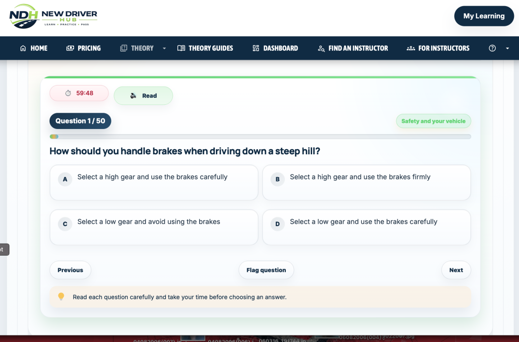 Image of the theory mock test software