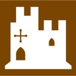 Tourist symbol for England and Wales: castle of historic or architectural interest