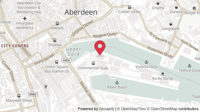 Map showing the location of Aberdeen Theory Test Centre