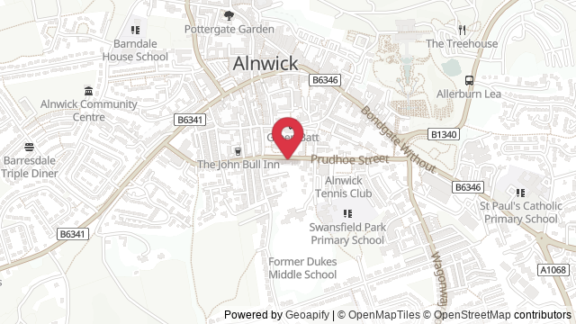 Map showing the location of Alnwick Theory Test Centre