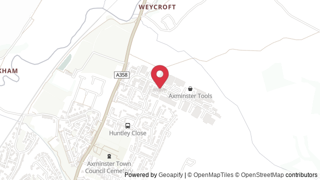 Map showing the location of Axminster Theory Test Centre