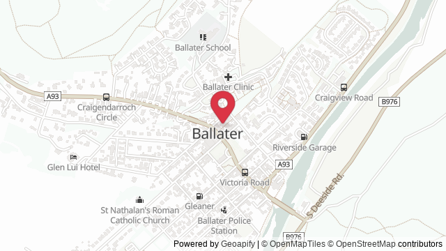 Map showing the location of Ballater Theory Test Centre