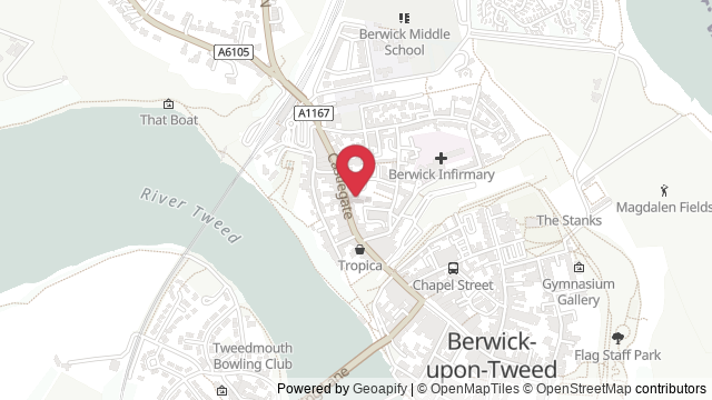Map showing the location of Berwick Theory Test Centre