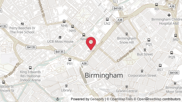 Map showing the location of Birmingham Theory Test Centre