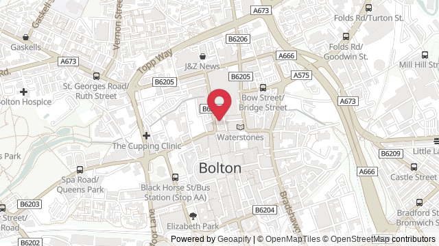 Map showing the location of Bolton Theory Test Centre