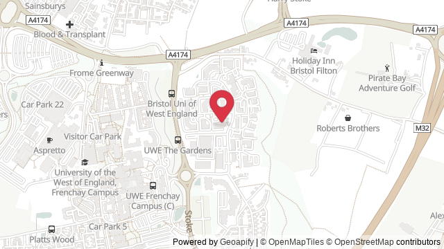 Map showing the location of Bristol Theory Test Centre
