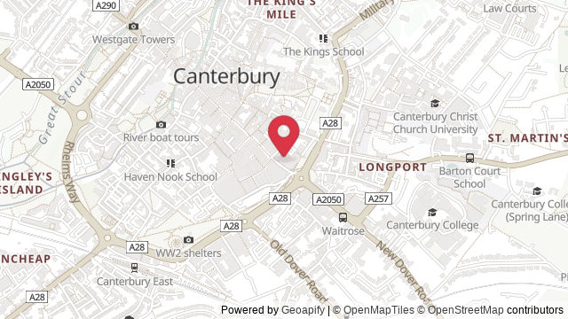 Map showing the location of Canterbury Theory Test Centre