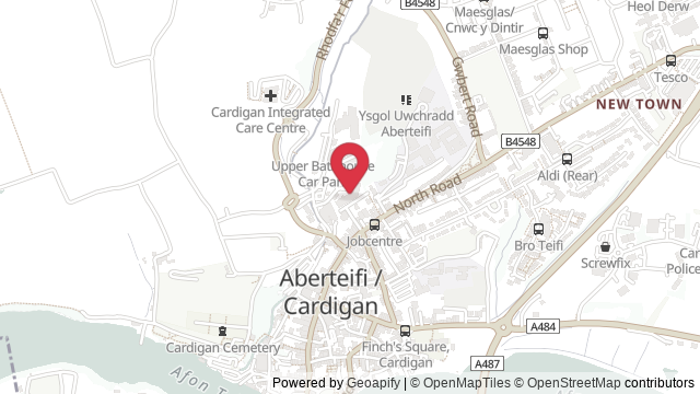 Map showing the location of Cardigan Theory Test Centre