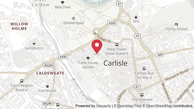 Map showing the location of Carlisle Theory Test Centre