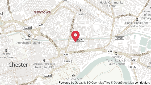 Map showing the location of Chester Theory Test Centre