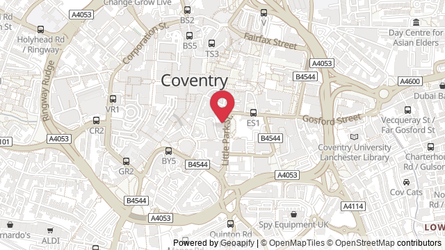 Map showing the location of Coventry Theory Test Centre