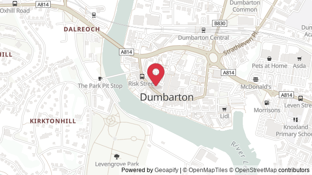 Map showing the location of Dumbarton Theory Test Centre