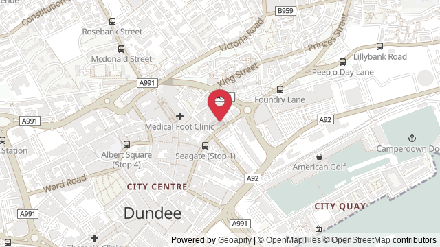 Map showing the location of Dundee Theory Test Centre