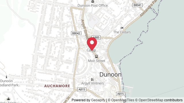 Map showing the location of Dunoon Theory Test Centre