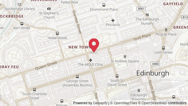Map showing the location of Edinburgh Theory Test Centre