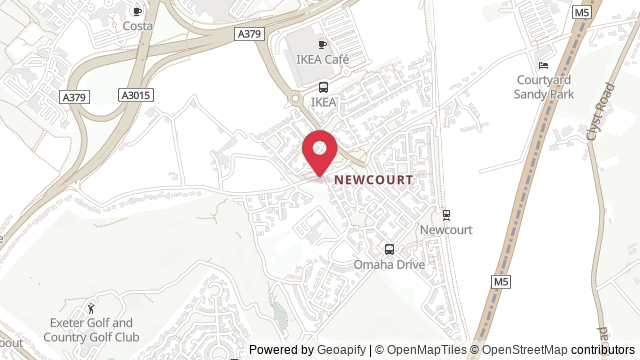 Map showing the location of Exeter Theory Test Centre