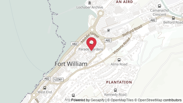 Map showing the location of Fort William Theory Test Centre