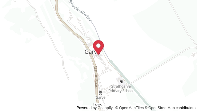 Map showing the location of Garve Theory Test Centre