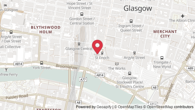 Map showing the location of Glasgow Theory Test Centre