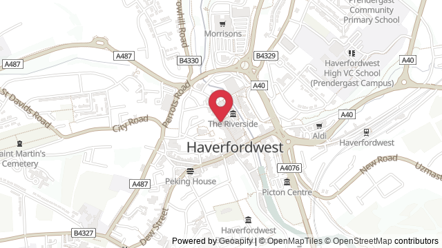 Map showing the location of Haverfordwest Theory Test Centre