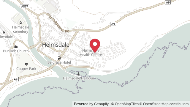 Map showing the location of Helmsdale Theory Test Centre