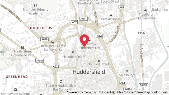 Map showing the location of Huddersfield Theory Test Centre