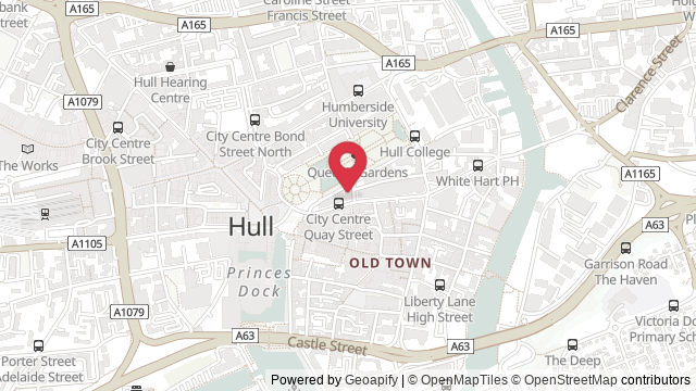 Map showing the location of Hull Theory Test Centre