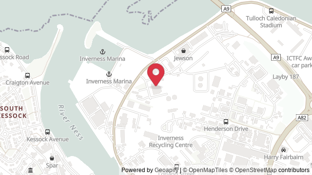 Map showing the location of Inverness Theory Test Centre