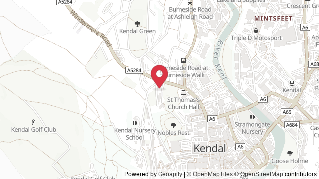 Map showing the location of Kendal Theory Test Centre