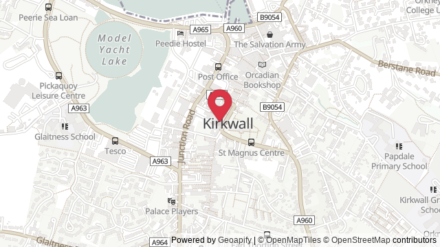 Map showing the location of Kirkwall Theory Test Centre