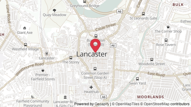 Map showing the location of Lancaster Theory Test Centre