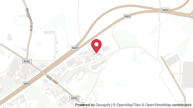 Map showing the location of Leicester Theory Test Centre