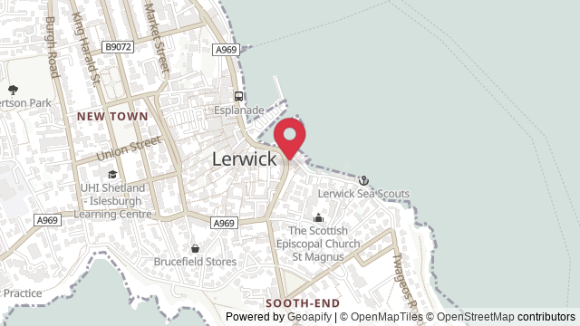 Map showing the location of Lerwick Theory Test Centre
