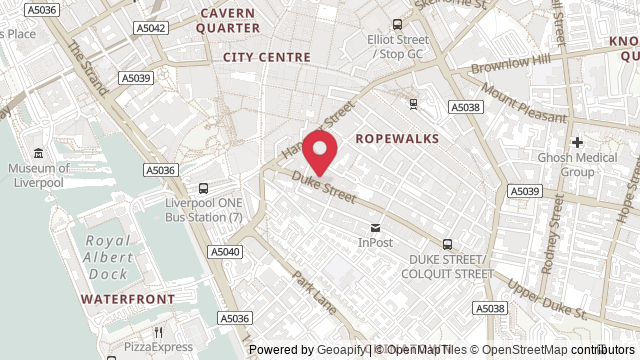 Map showing the location of Liverpool Theory Test Centre