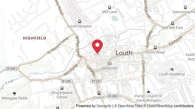 Map showing the location of Louth Theory Test Centre