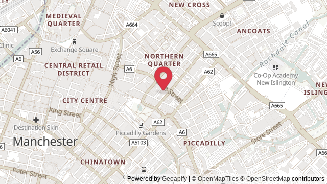 Map showing the location of Manchester Theory Test Centre
