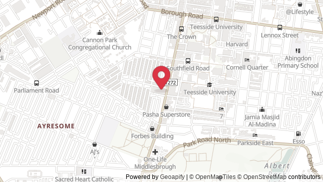 Map showing the location of Middlesbrough Theory Test Centre