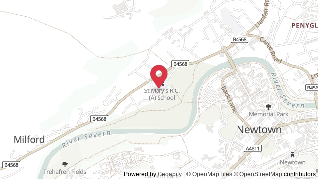 Map showing the location of Newtown Theory Test Centre