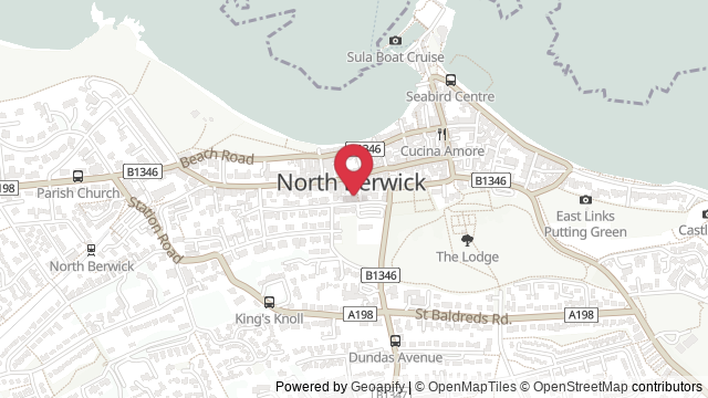 Map showing the location of North Berwick Theory Test Centre