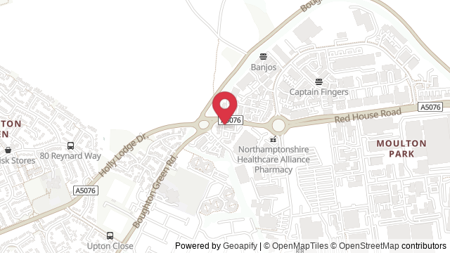 Map showing the location of Northampton Theory Test Centre