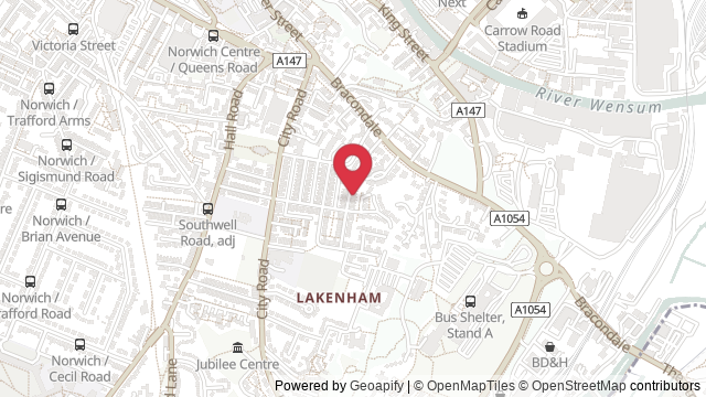 Map showing the location of Norwich Theory Test Centre